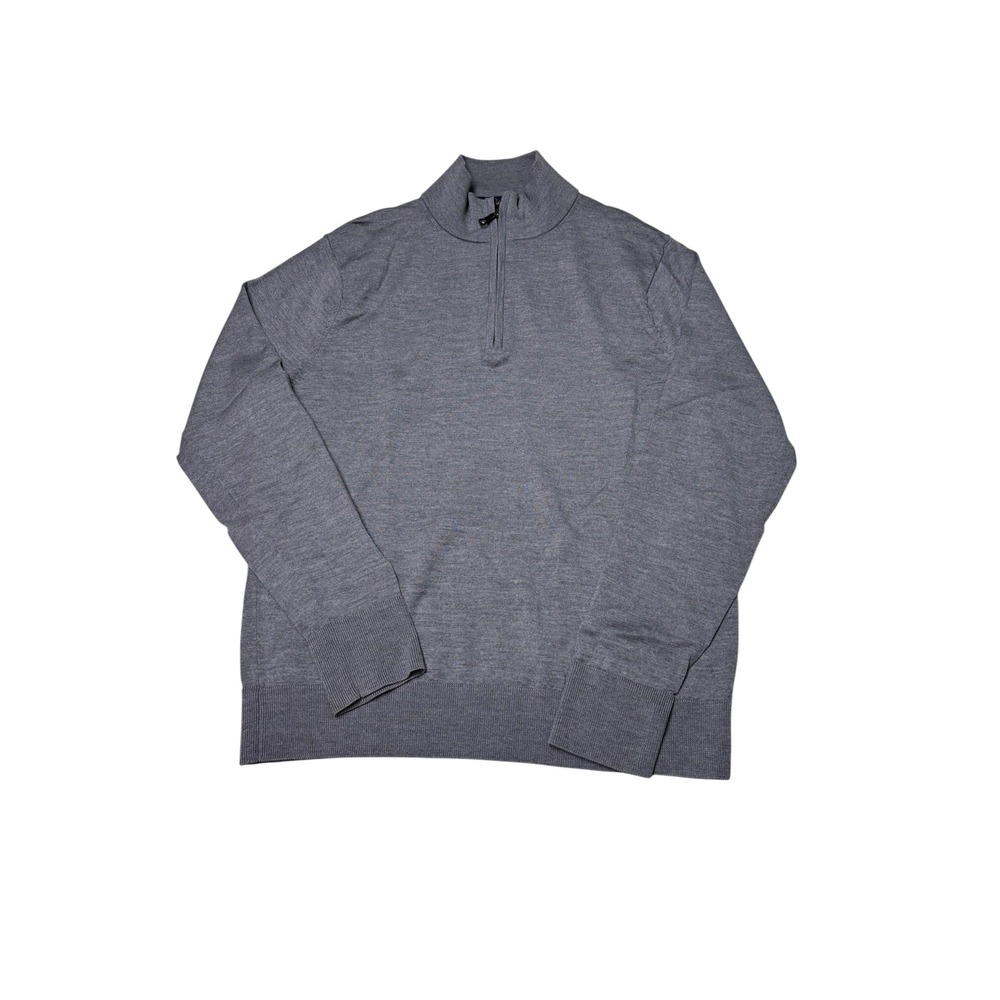 Brooks Brothers Brookstech Merino Wool Quarter Zip Sweater Grey Mens Medium